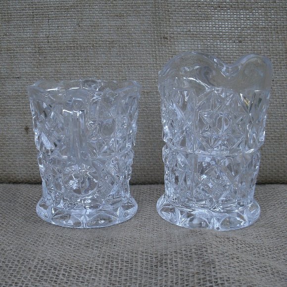 Vintage Fostoria Glass Crystal Sugar & Creamer Set - Picture 3 of 16